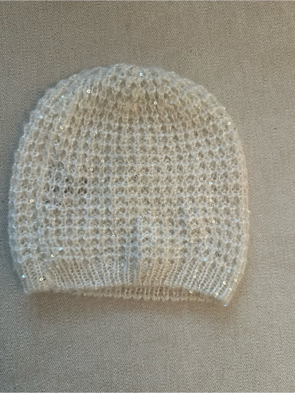 Express white Sequin Crochet Beanie